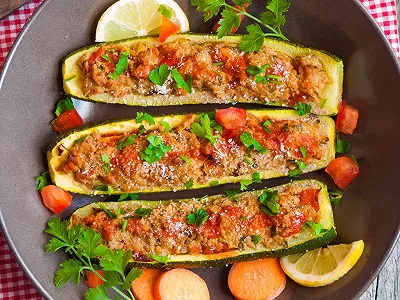 Courgettes farcies légères